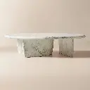 Oval Grey Marbled Resin Coffee Table