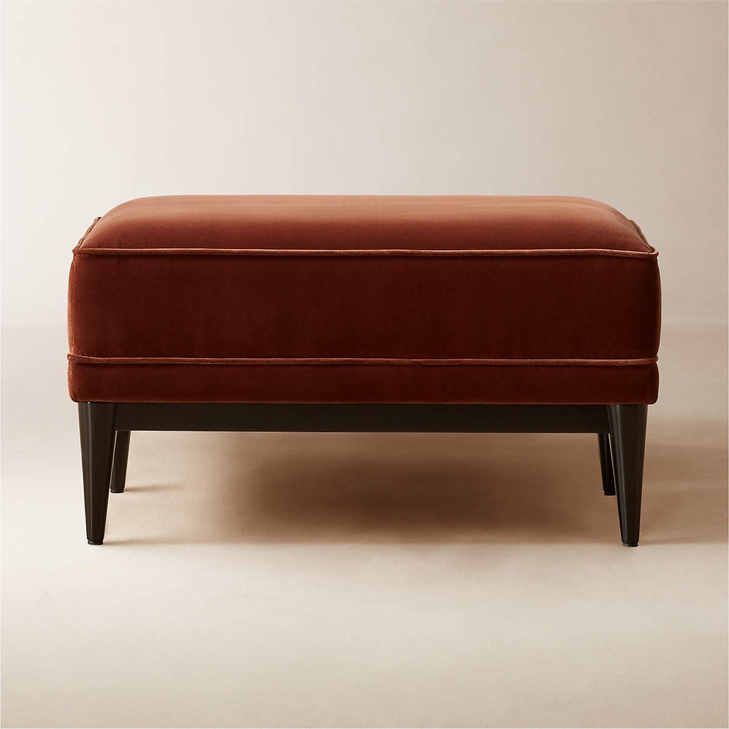 Rich Espresso Velvet Ottoman