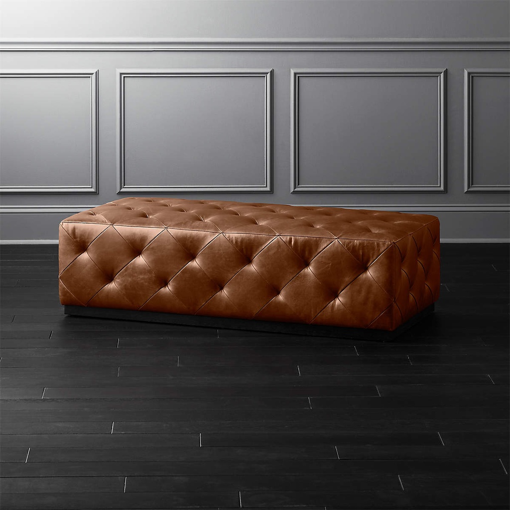 Western Charm Saddle Leather Ottoman