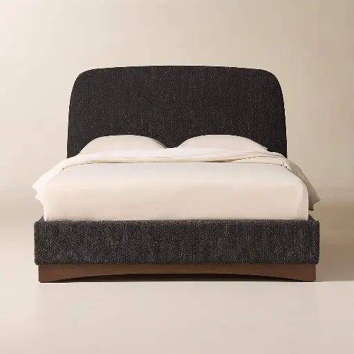 [FURN_8888] Boucle Upholstered Queen Bed (Black)