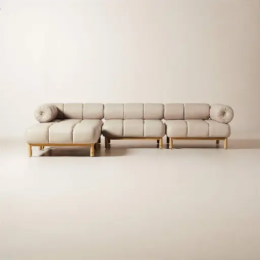 [E-COM07]  Leather Sectional Sofa