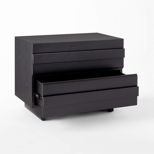 [AS024] Ebony Essence Black Oak Nightstand