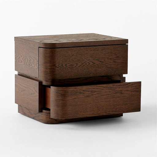 [AS053] Natural Wood Left-Side Nightstand