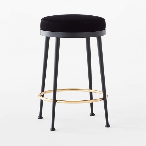 [AS057] Noir Elegance Velvet Counter Stool