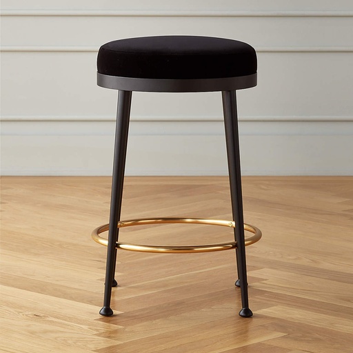 [AS057] Noir Elegance Velvet Counter Stool