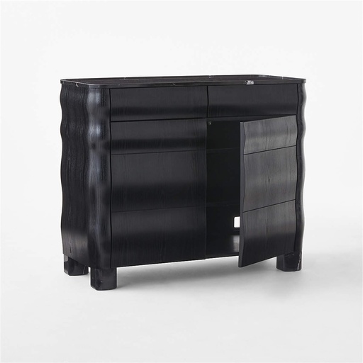 [AS058] Noir Essence Black Wood Credenza