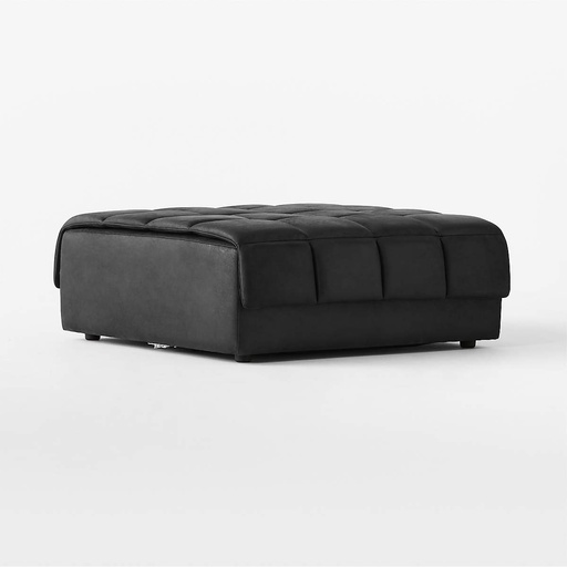 [AS060] Obsidian Opulence Black Leather Ottoman