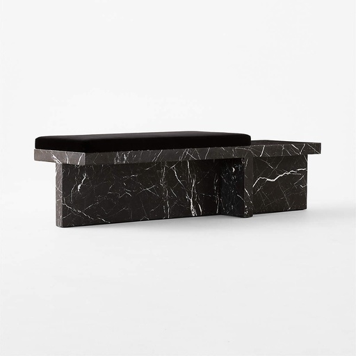 [AS063] Obsidian Velvet Marble Bench