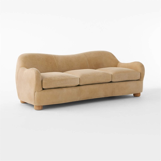 [AS074] Saddle Brown Luxe Leather Sofa