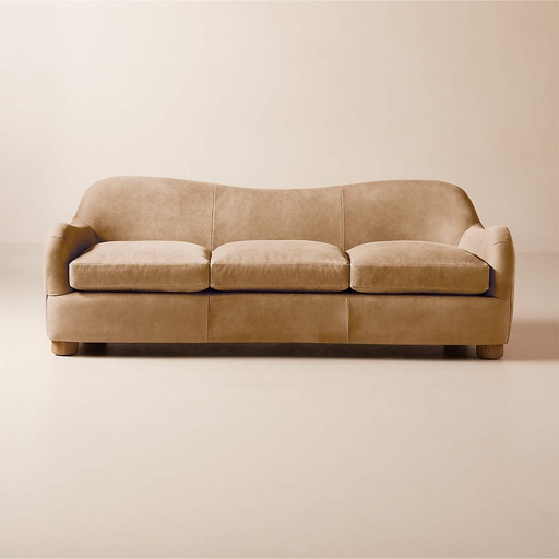 [AS074] Saddle Brown Luxe Leather Sofa