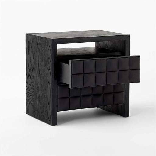 [AS077] Shadow Essence Black Leather Nightstand