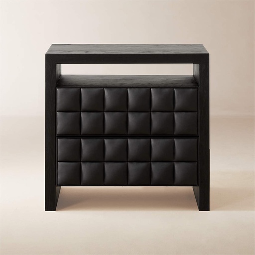 [AS077] Shadow Essence Black Leather Nightstand