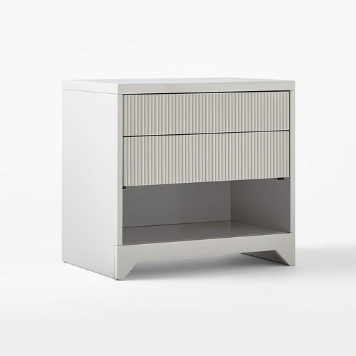 [AS079] Silver Luster High-Gloss Nightstand