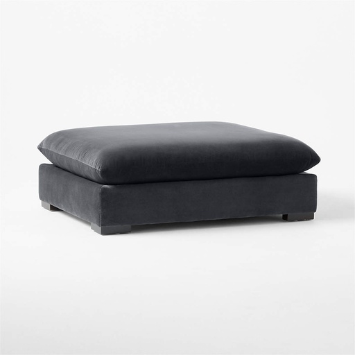 [AS085] Stormy Grey Velvet Seating Ottoman