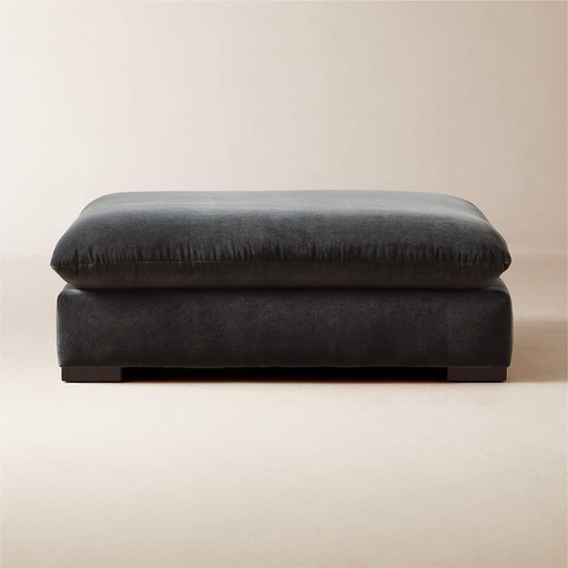 [AS085] Stormy Grey Velvet Seating Ottoman