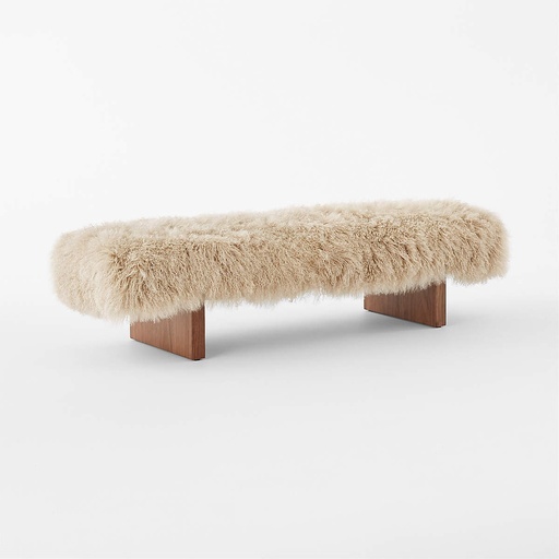 [AS088] Taupe Serenity Sheepskin Upholstered Bench