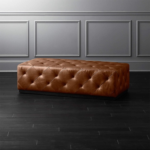 [AS098] Western Charm Saddle Leather Ottoman