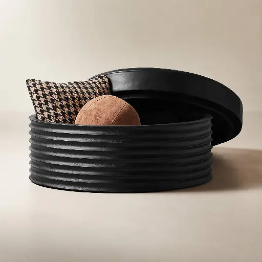 [FURN_8855] Acacia Wood Ottoman